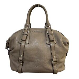 Michael Kors Bedford Taupe Gray Leather Satchel Bag